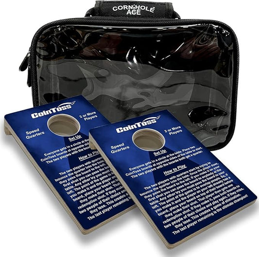 2 CoinToss Boards and Carry Case Set - Speed Quarters - Navy Blue