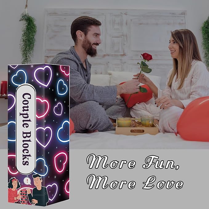 2025 Fun Valentine's Day Gift - 54 Fun Stacking Blocks, Romantic Game: Talking, Daring, Challenge for Date Night Anniversary