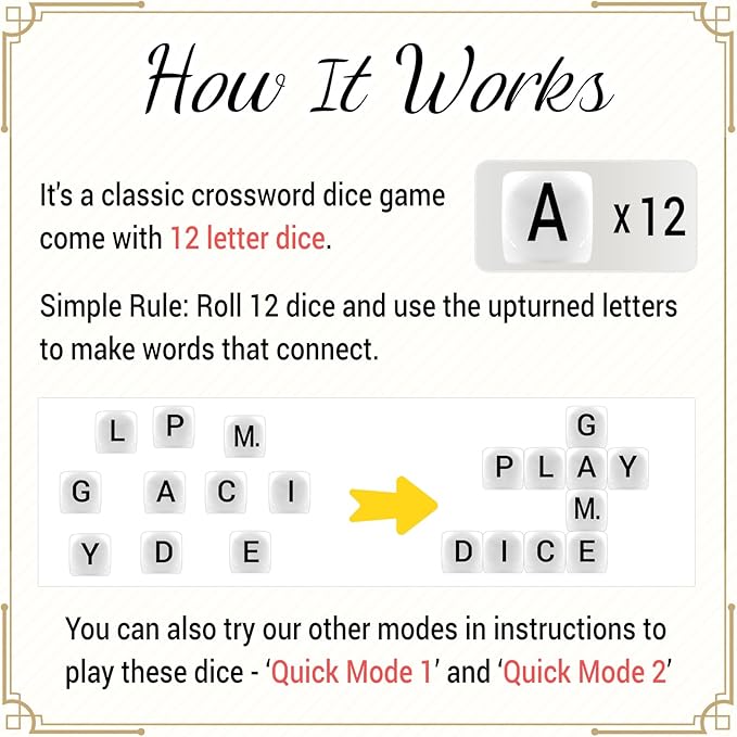 12 Pcs The Crossword Solitaire Game in White with Tin Box & Velvet Bag, Large Spelling Letter Dice Game for Adults, Travel & Game Night