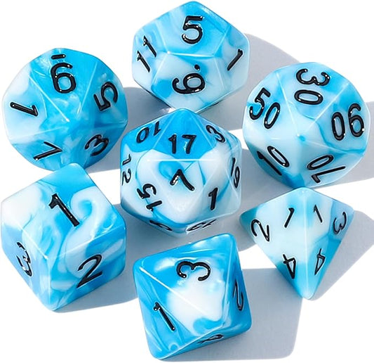 CiaraQ DND Polyhedral Dice Set with a Black Dice Bag for D&D RPG MTG Role Playing Table Games