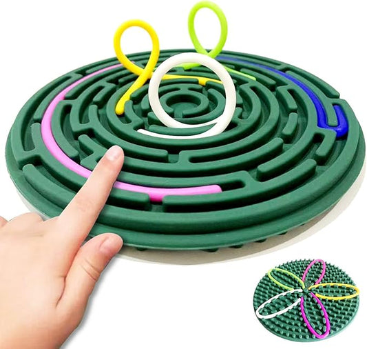 Sensory Activity Board for Kids and Adults, Double-Sided Silicone Fidgets Toys - Silent, No Mess, for Calming, Stress Anxiety, ADHD&Autism - Includes Portable Travel Bag & 12 Strings, Spruce
