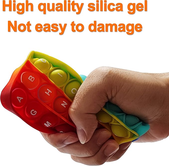 Alphabet Pop Fidget Toy Letters ABC Numbers Learning and Educational Toys Square Sensory Toys Popper Games Stress Relief Gifts for Kids 2 Packs Single Side(Uppercase and Lowercase Letters)