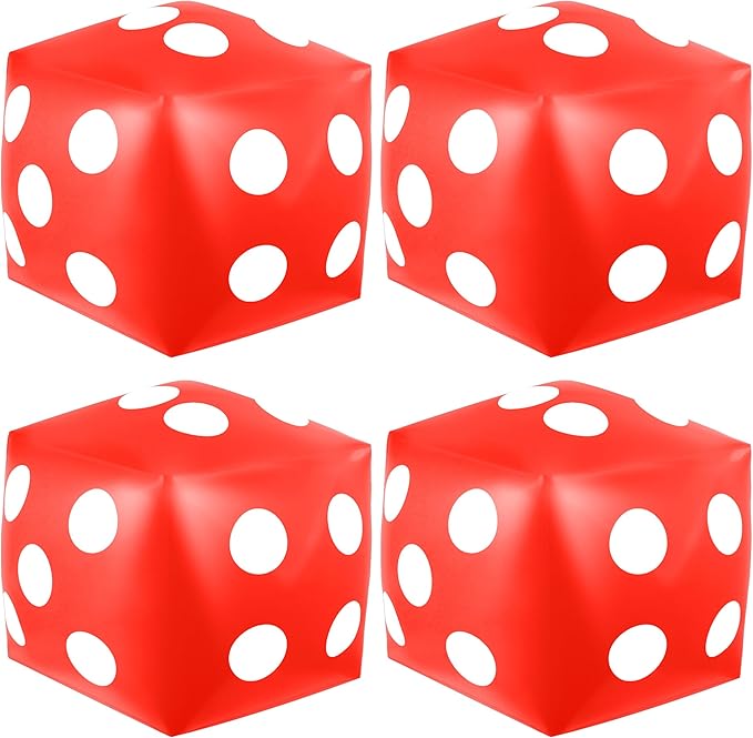 4 Pieces Jumbo Inflatable Dice 12.6 Inch Large Inflatable Dice Fun Game Toy for Indoor Outdoor Lawn Swimming Pool Party Favor Board Game Decoration, Red