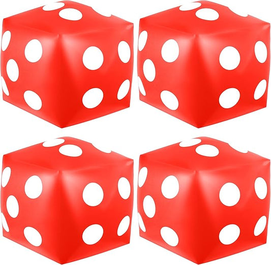 4 Pieces Jumbo Inflatable Dice 12.6 Inch Large Inflatable Dice Fun Game Toy for Indoor Outdoor Lawn Swimming Pool Party Favor Board Game Decoration, Red