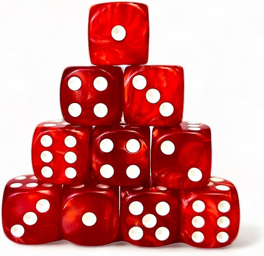 Luck Lab 10 Piece D6 Dice Pack - Acrylic Dice for RPG MTG DND Table Games and Board Games (Red Pearl)