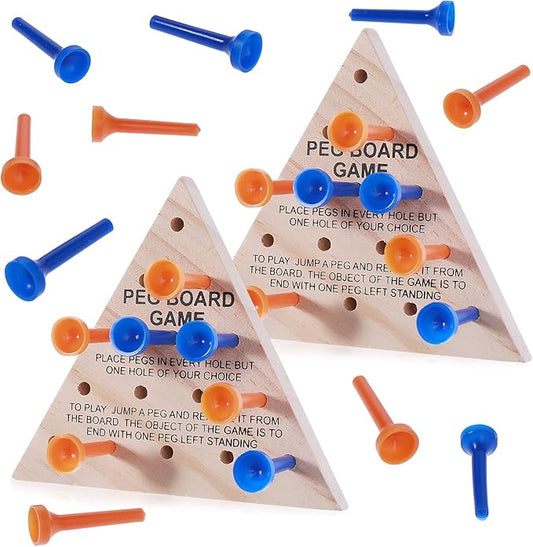 Thinp 2 Packs Wooden Triangle Peg Games, Tabletop Family Board Game, Strategy Toy, Travel Games, Family Fun Puzzle for Adults Teens