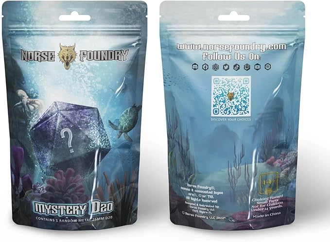 Norse Foundry Mystery Sea Life D20 Series: D20 Die for RPG, DND, Pathfinder-Premium Craftsmanship, 25mm Intricate Metal Stylish Design
