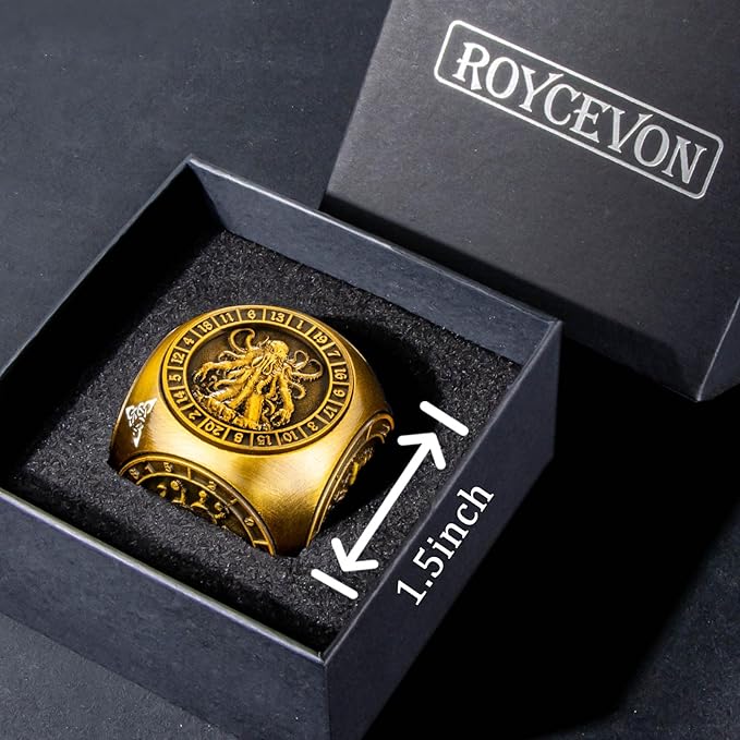 7 in 1 Spinner DND Dice Set, Metal D and D Dragon Dice with Gift Box, Role Playing Dice, Gold