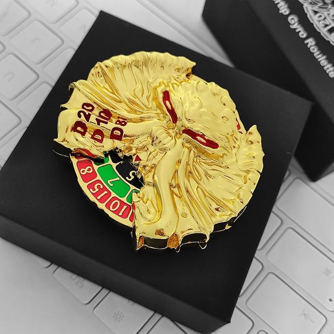 7-in-1 Spinner DND Dice Set, Spinner Dice, Dungeons and Dragons Dice Spinner, Unique Roulette Dice, Cool RPG Role Playing Table Game Dice (Golden)