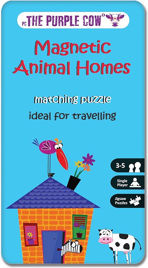The Purple Cow - Magnetic Travel to Go Animal Homes - Matching Game, Multicolor