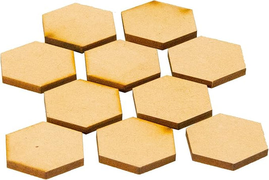 The Broken Token MDF Hex Miniature Bases for Board Game Figures - Visible & New Miniature Bases with Clear Acrylic and MDF Bases - Pack of 10 (1")