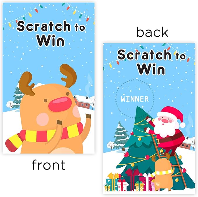 Yangmics Direct Christmas Scratch Off Cards (40 Pack) Christmas Party Game for Holiday Events - Groups, Kids and Adult - Festive Raffle Tickets for Prize Drawings Choice Christmas Star
