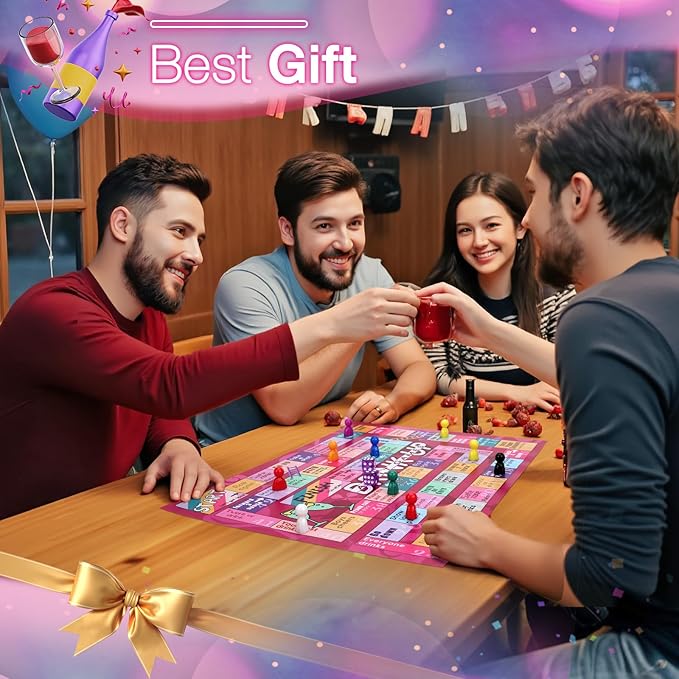 Drinking Board Games for Adults, Waterproof Leather Mat Drinking Board Game, Fun Party Interactive Drinking Games for Game Night, Bachelorette Parties, Birthday, Age 21+, 2-8 Players