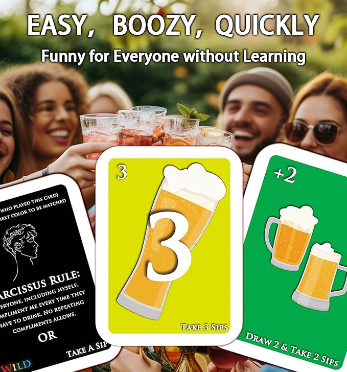 U SIP! - The Drinking Game Cards for Adults, Funny & Easy Warm-Up for Game Nights - Couple Games, Bachelorette Party Games - Everyone Know The Rules Without Learning