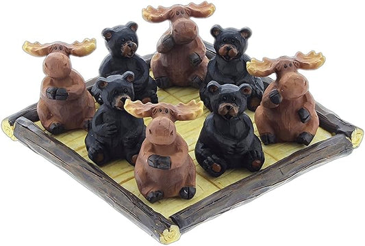 Resin Black Bear vs. Moose Tic-Tac-Toe Game Set with 5" Board