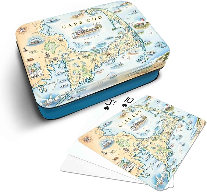 Cape Cod, Massachusetts Map Standard 52-Deck Playing Cards - Official Vegas Poker Size