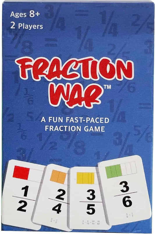 Fraction War Math Game - Fun Math Game to Learn, Compare and Simplify Fractions for 2nd Grade, 3rd Grade, 4th Grade, 5th Grade (1 Pack - Red White & Blue)