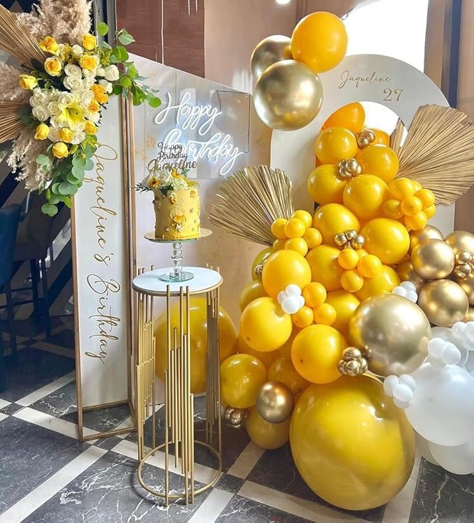 Yellow Gold Confetti Party Balloons, 50pcs12 inch Mustard Light Yellow Gold Latex Balloons for Birthday Wedding Baby Shower Bride Sunflower Theme Party Decoration