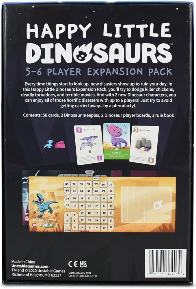 Happy Little Dinosaurs: 5-6 Player Expansion Pack - Cute card game for kids, teens, & adults - Dodge life’s disasters! - 5-6 players ages 8+ - Great for game night