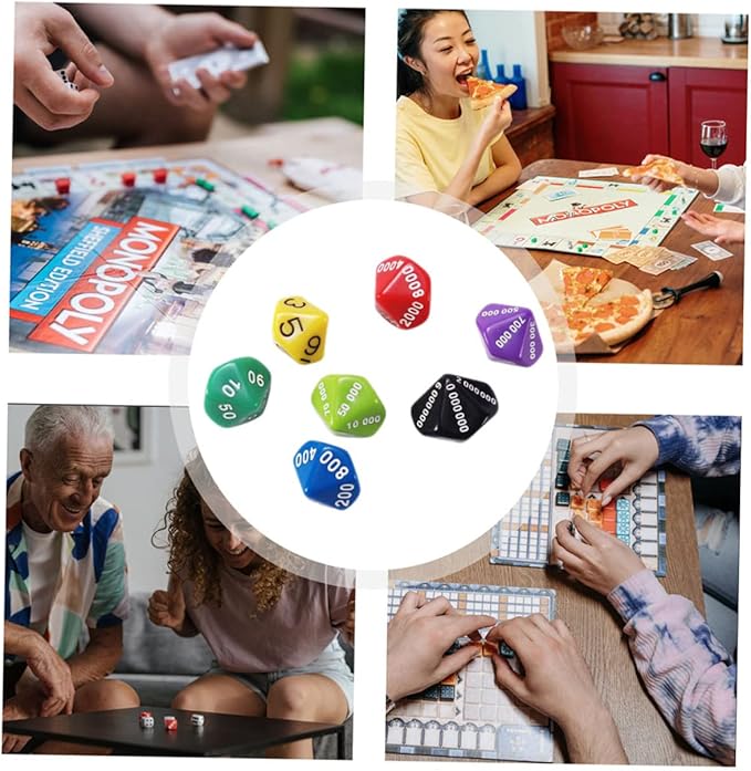24 Pcs Multi-Sided Game Dice Set, Large Portable Dice for Party Games, Assorted Colors, 0.86 * 0.86 * 3.14 Inch, Plastic, Mini Dice for Board Games and Party Props