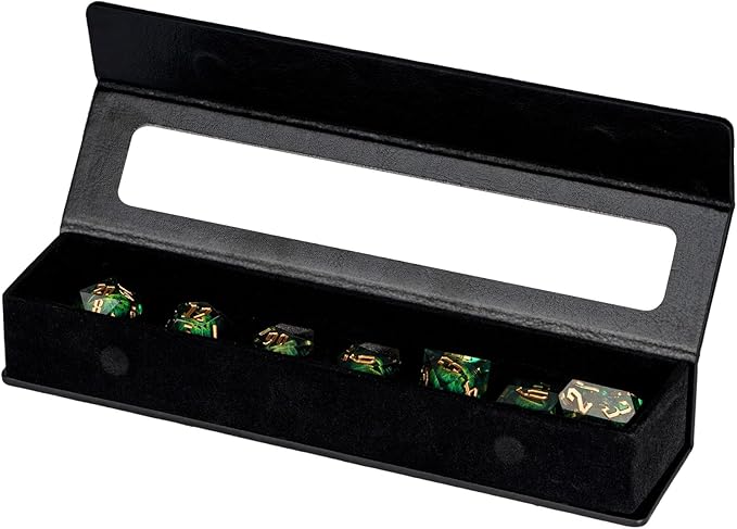 7PCS DND Dice Set,Dragon Eye Liquid Core Sharp Edge Dice Set RPG Polyhedral Die,for Dungeons and Dragons TTRPG Games Roleplaying Games Pathfinder,with Gift Box(Eyeball Green)