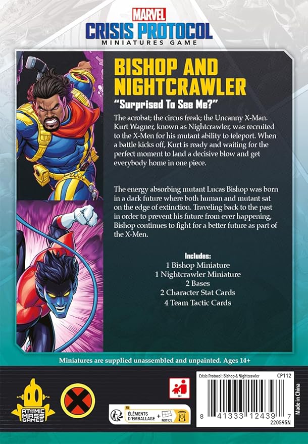 Marvel: Crisis Protocol Bishop & Nightcrawler Character Pack - X-Men Miniatures with Advanced Abilities! Tabletop Superhero Game, Ages 14+, 2 Players, 90 Minute Playtime, Made by Atomic Mass Games