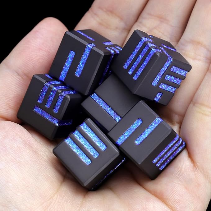 D6 Metal Dice Set 6 Pcs, Unique 6 Sided Die Great for DND Tabletop RPG Dungeons and Dragons Dice Collectors Gifts (D6 Glitter Blue)