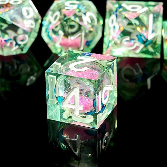 Resin Cat Head DND Dice, Sharp Edge Dungeons and Dragons Polyhedron Game Dice Set for Role Playing Games RPG Explorer Magic, Holiday Birthday Gifts Party Gifts