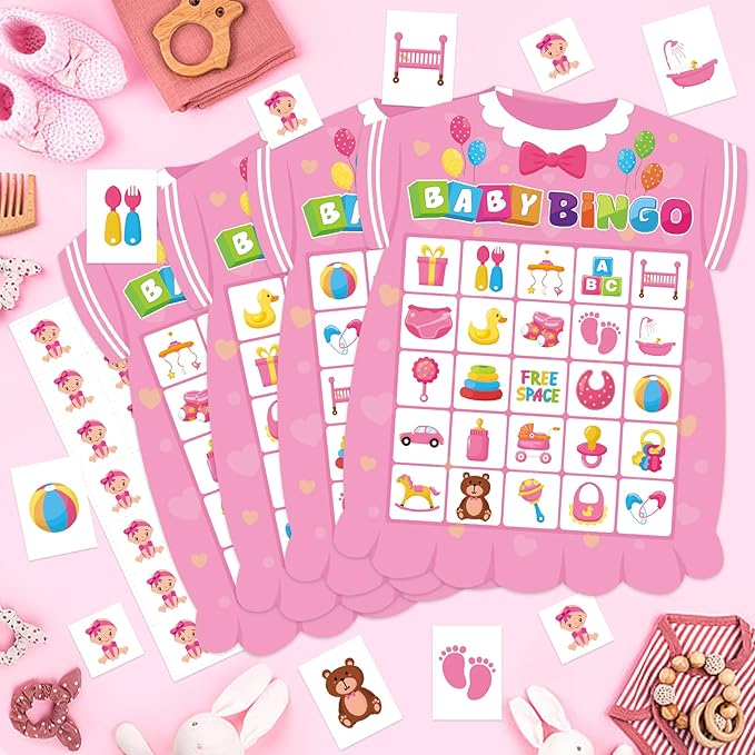 Baby Shower Bingo Game for Adults, 24 Players Baby Shower Bingo Cards Newborn Bingo Game for Family Friends Large Group Activity