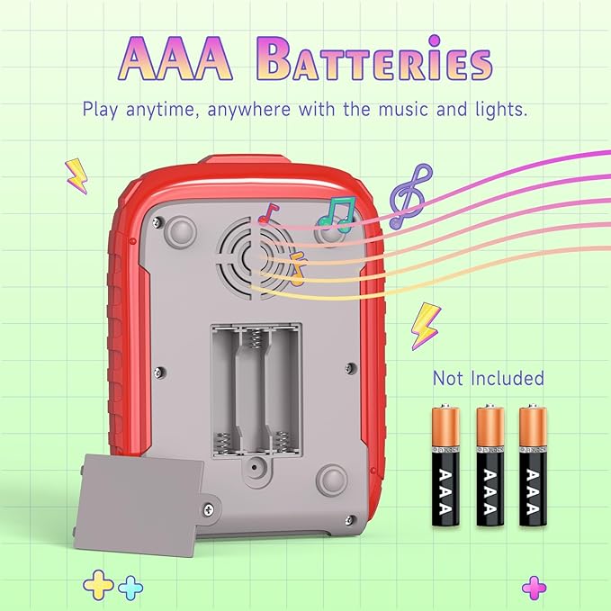 Rhythm Machine With Music and Light, Travel Handheld Puzzle Game, Fast Press Push Fidget Toy for Kids Aged 3-16 Years Old, AA Battery Operated