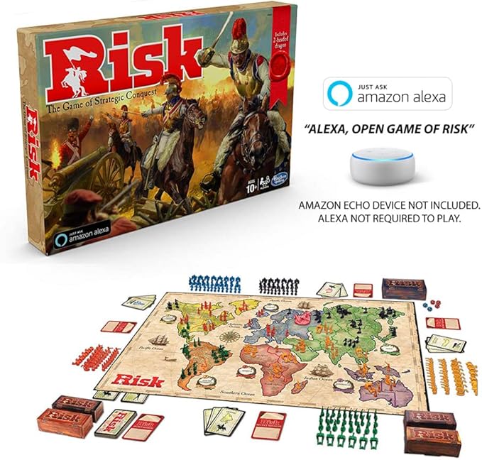 Hasbro Gaming Risk Game with Dragon; for Use with Amazon Alexa; Strategy Board Game Ages 10 and Up; with Special Dragon Token