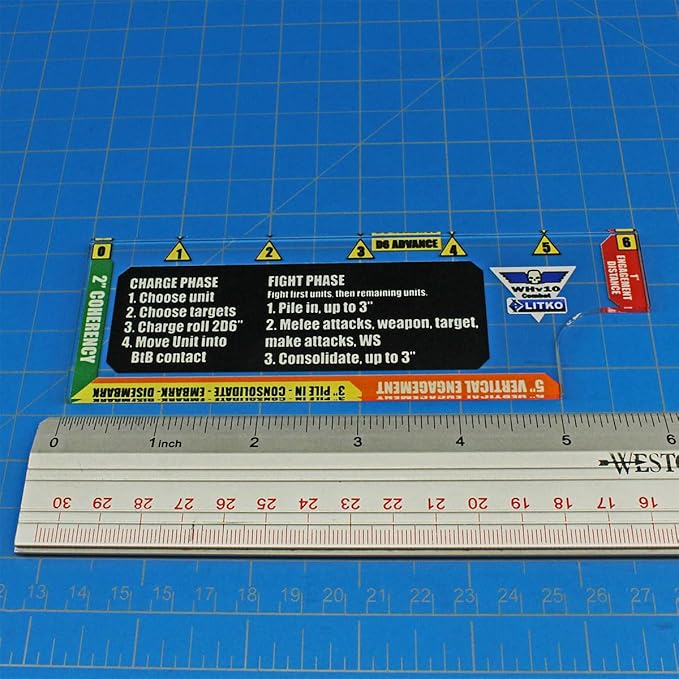 LITKO Gauge Set | Compatible with Warhammer 40K 10th Edition | Movement | Shooting | Fight | Close Combat | WH40K Templates (6-inch Combat Gauge)