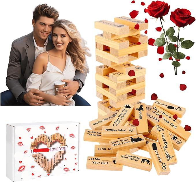 Lust Tower Games - 2025 Super Naughty Tower Game for Adults, Valentine Tumbling Tower Stacking Blocks for Date Nights Ideas and Valentines Gifts