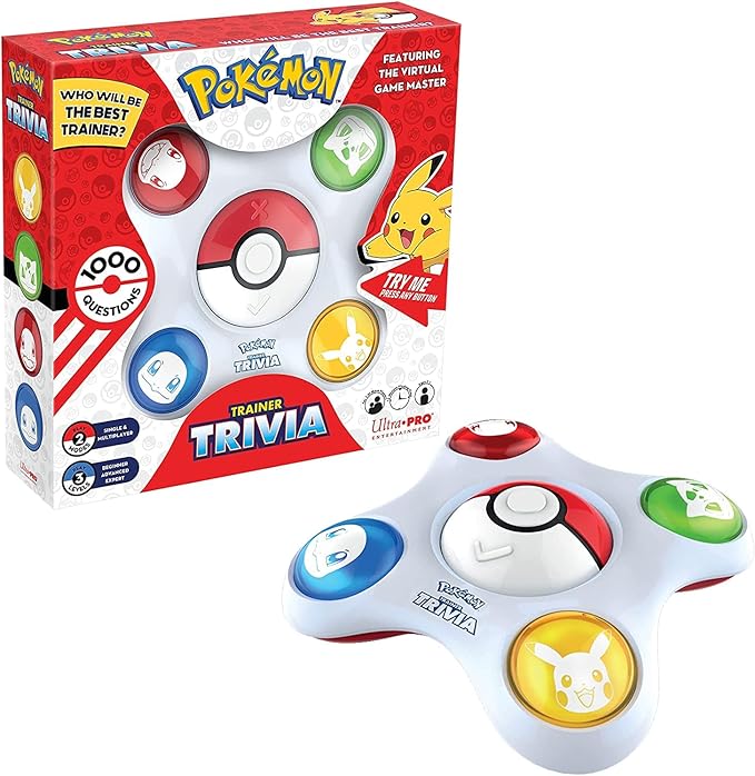 Pokemon Trainer Trivia Toy Featuring The Virtual Game Master 2 Modes Single & Multiplayer, Guessing Brain Game Pokemon Go Digital Travel Board Games