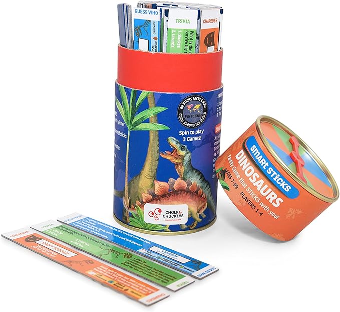 Chalk and Chuckles Smart Sticks Dinosaur Game, Gifts for Kids 8-12 Years, Dinosaur Toys Alternative, Family Games for Kids & Adults, Learning Gifts