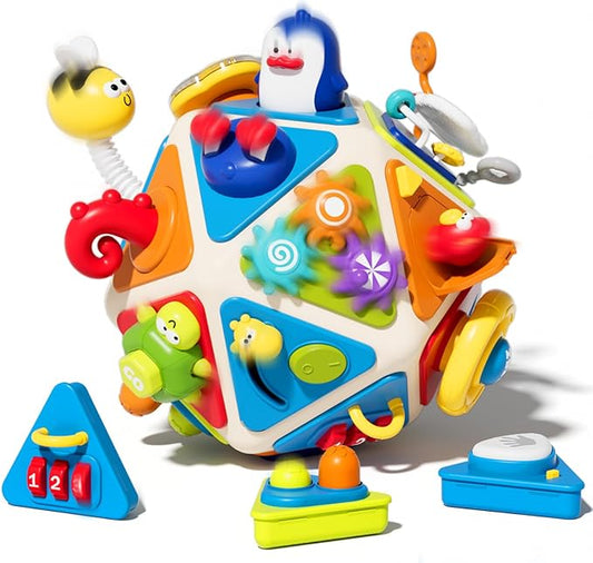 20-in-1 Toddler Busy Board Activity Cube Toys, Montessori Toy for 1 2 Year Old Boys Girls Kids, Early Educational Active Toy for Toddler 1-3, Travel Toys Gifts for 1 2 Year Old Boy Girl
