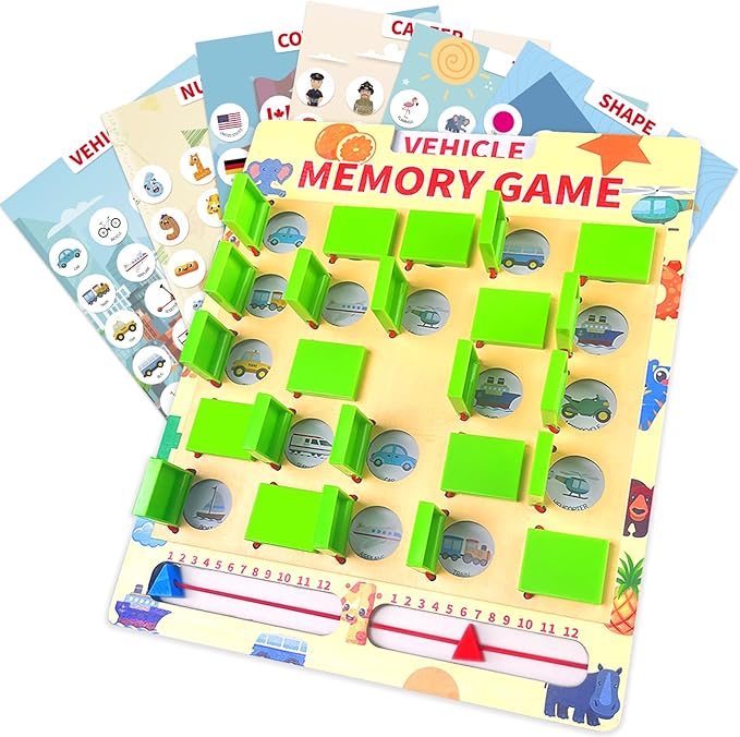COVTOY Matching Memory Game, Wooden Educational Board Game Travel Toy for Kids Age 3 4 5 6 7 8 Year Old Birthday Gifts for Boys Girls