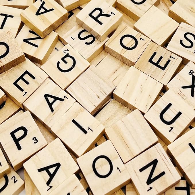 300 Pcs Scrabble Letters, Wood Scrabble Tiles for Crafts Making Crossword Game