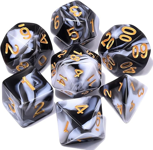 CiaraQ DND Polyhedral Dice Set with a Black Dice Bag for D&D RPG MTG Role Playing Table Games