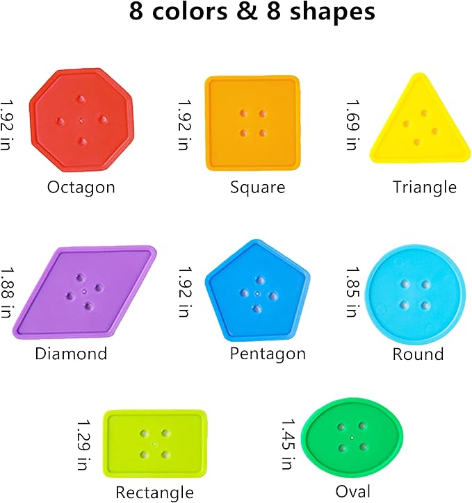 70 Pcs Montessori Lacing Threading Toy - Geometric Shaped Large Beads for Kids Crafts, Preschool Activities and Daycare Toys - Autism Learning Materials and Fine Motor Skills Toys for 3 4 5 6 Year Old