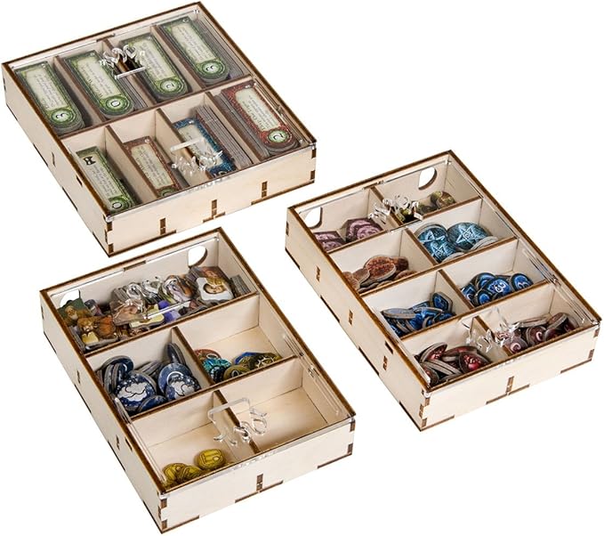 The Broken Token Elder Sign Compatible Arkham Museum Crate - Wooden Storage Box with Multiple Trays and Pockets