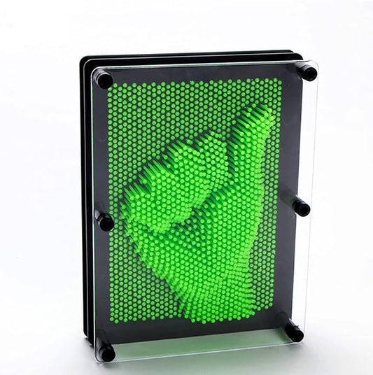 3D Pin Art Sensory Toy Needles Intellectual Fun Toy Plastic Pin Art Palm Board Large (Green-6 x 8 Inches)