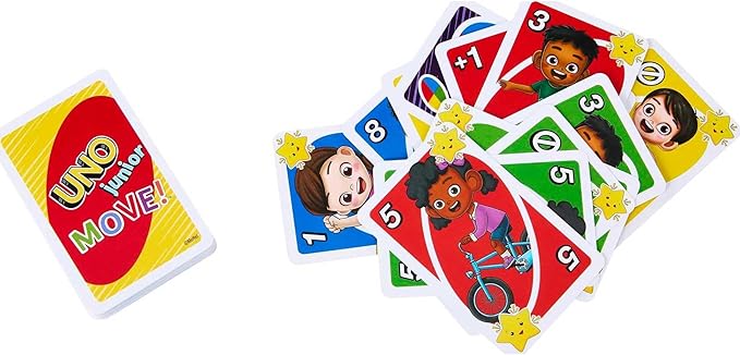 Mattel Games UNO Junior Move! Card Game for Kids Featuring Active Play, Simple Rules, 3 Levels of Play & Matching