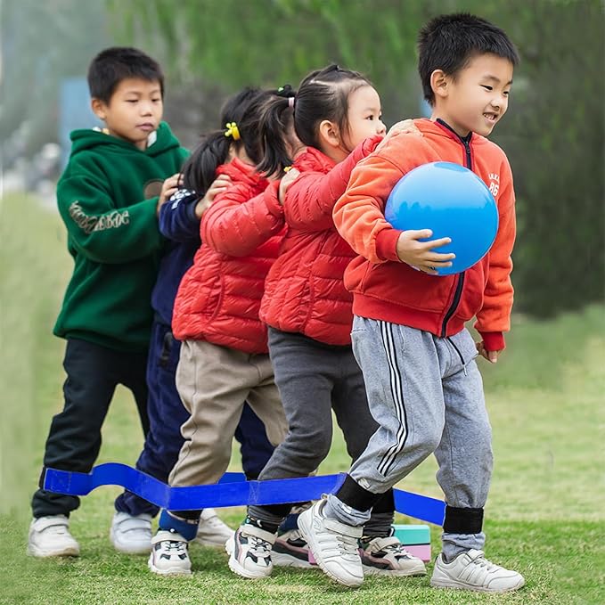 24 Pcs 6 Legged Race Band, Outdoor Party Group Game for Kid Adult, Cooperative Team Race for Birthday Party, Relay Race, Field Day, Team-Building, Backyard Activity Game with Carrying Pouch
