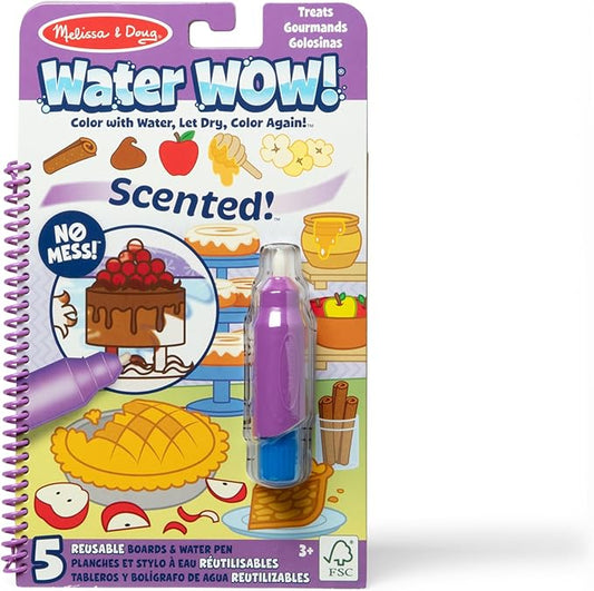 Melissa & Doug Scented Water Wow! Reusable Water-Reveal Coloring Activity Pad Travel Toy – Treats