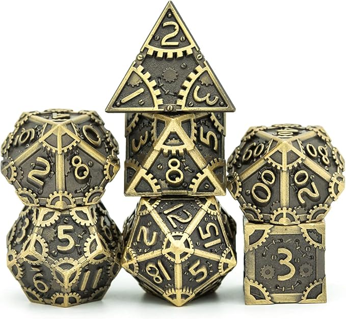 UDIXI Metal Dice Set 7 Die Polyhedral Dice Set DND Dice for Dungeons and Dragons Role Playing Game and Other Board Game (Ancient Bronze)