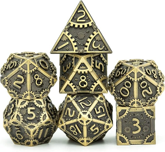 UDIXI Metal Dice Set 7 Die Polyhedral Dice Set DND Dice for Dungeons and Dragons Role Playing Game and Other Board Game (Ancient Bronze)