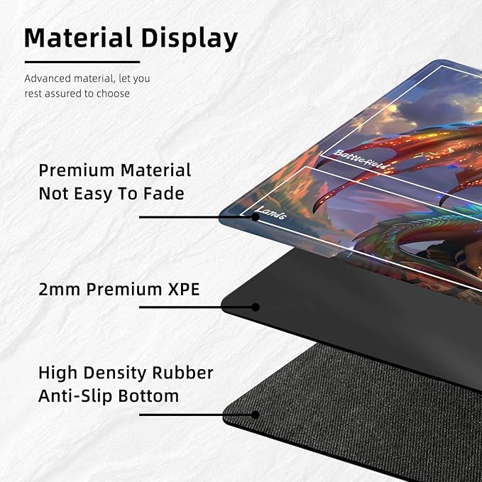 for MTG Playmat with Zones Storage Bag,for TCG Playmat and Playing Card Mat for Magic Board Games, Dragon Non Slip Stitched Edges Game Mat, Rollable Foldable Card Playmats