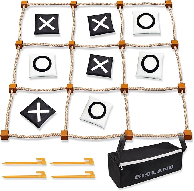 Giant Tic Tac Toe Outdoor Game, 4ft x 4ft Large Bean Bag Toss Game for Kids 8-12, Yard Backyard Camping Lawn Games for Adults