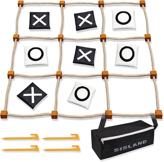 Giant Tic Tac Toe Outdoor Game, 4ft x 4ft Large Bean Bag Toss Game for Kids 8-12, Yard Backyard Camping Lawn Games for Adults